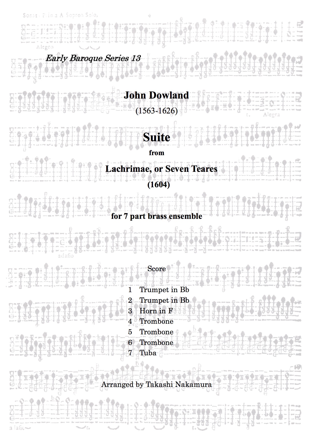 ダウランド ラクリメ、または７つの涙の曲集から組曲（初期バロックシリーズ 13） (ダウランド) 金管七重奏 | 金管アンサンブル楽譜 | NABEO  Music Library
